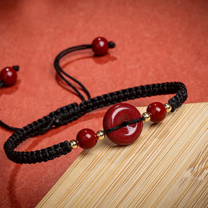 Cinnabar Peace Buckle Bracelet with Red String for Protection & Blessings - Image 8