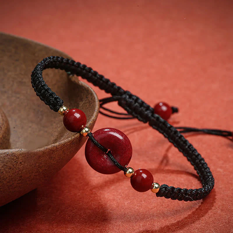 Cinnabar Peace Buckle Bracelet with Red String for Protection & Blessings - Image 9