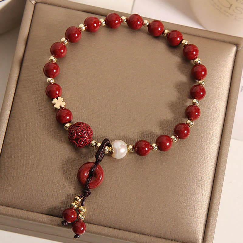 Cinnabar Peace Buckle Copper Charm Blessing Bracelet - Image 2