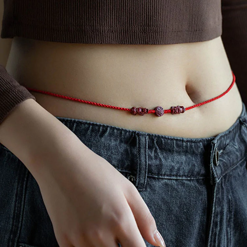 Cinnabar PiXiu Red String Belly Chain for Calm Blessing
