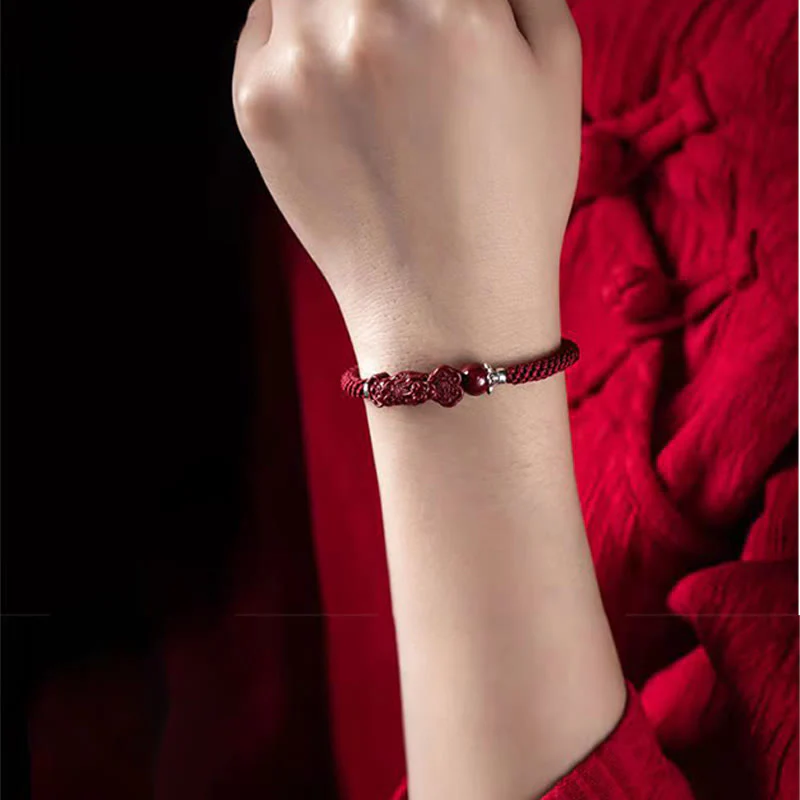 Cinnabar Pixiu Braided Wealth & Luck Bracelet | Handcrafted - Image 12