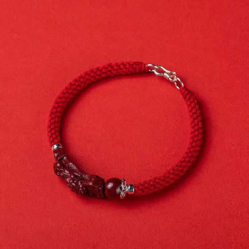 Cinnabar Pixiu Braided Wealth & Luck Bracelet | Handcrafted - Image 13