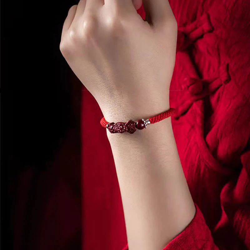 Cinnabar Pixiu Braided Wealth & Luck Bracelet | Handcrafted - Image 14