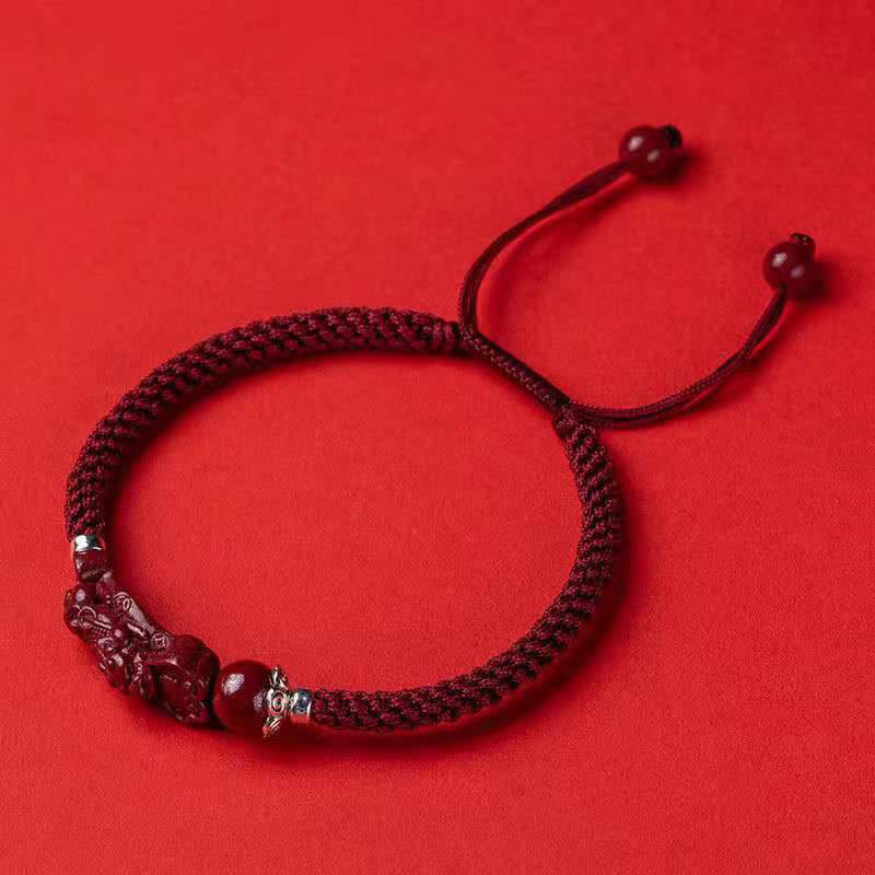 Cinnabar Pixiu Braided Wealth & Luck Bracelet | Handcrafted - Image 16