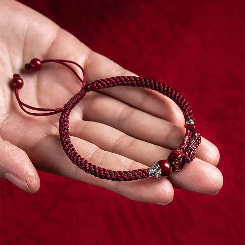 Cinnabar Pixiu Braided Wealth & Luck Bracelet | Handcrafted - Image 19