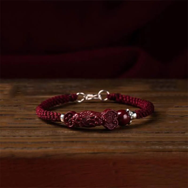 Cinnabar Pixiu Braided Wealth & Luck Bracelet | Handcrafted - Image 5