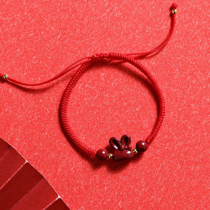 Cinnabar Chinese Zodiac Rabbit Luck Bracelet 14-17cm - Image 8