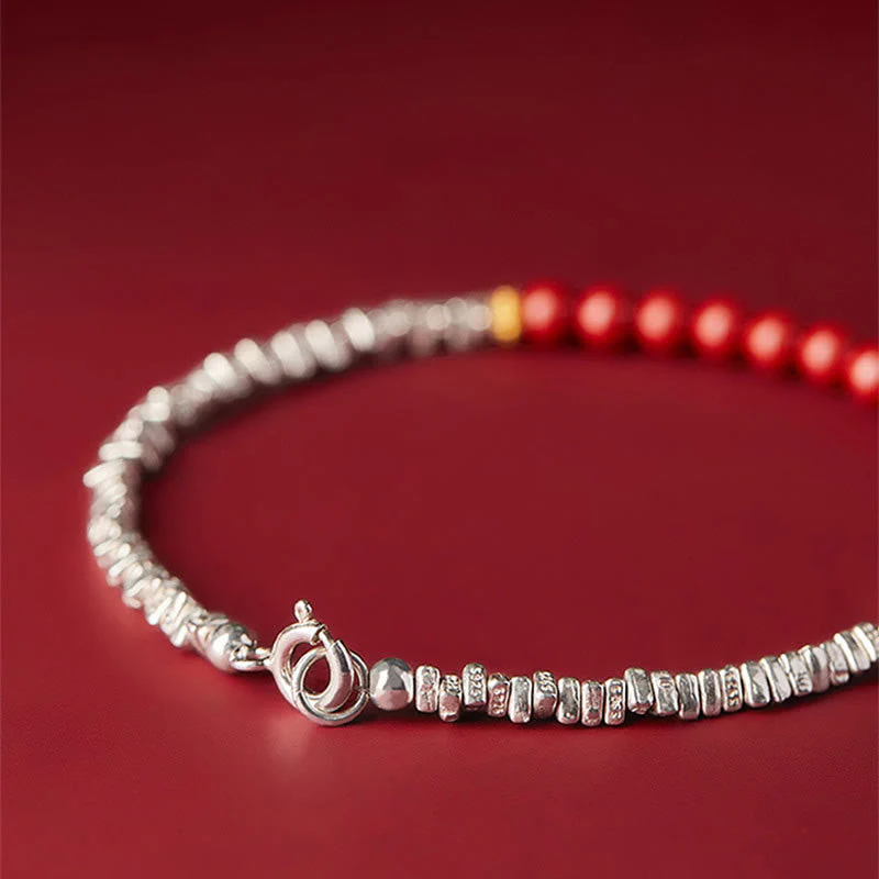 925 Sterling Silver Cinnabar Bracelet with Fu Character Blessing - Image 7