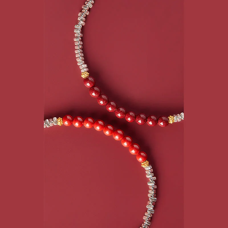 925 Sterling Silver Cinnabar Bracelet with Fu Character Blessing - Image 9
