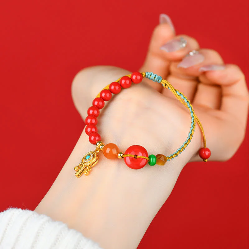 Cinnabar String Peace Buckle Evil Eye Bracelet Unisex - Image 5