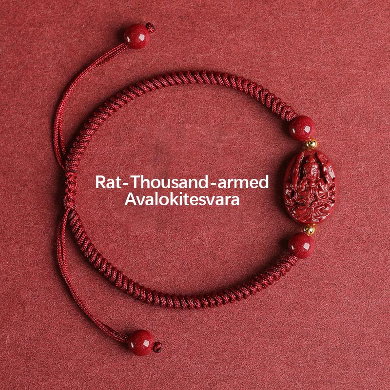 Unisex Cinnabar Chinese Zodiac Buddha Bracelet for Protection - Image 2