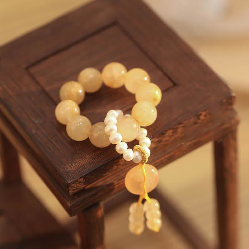 12mm Citrine Bracelet with Peace Buckle for Prosperity - Image 2