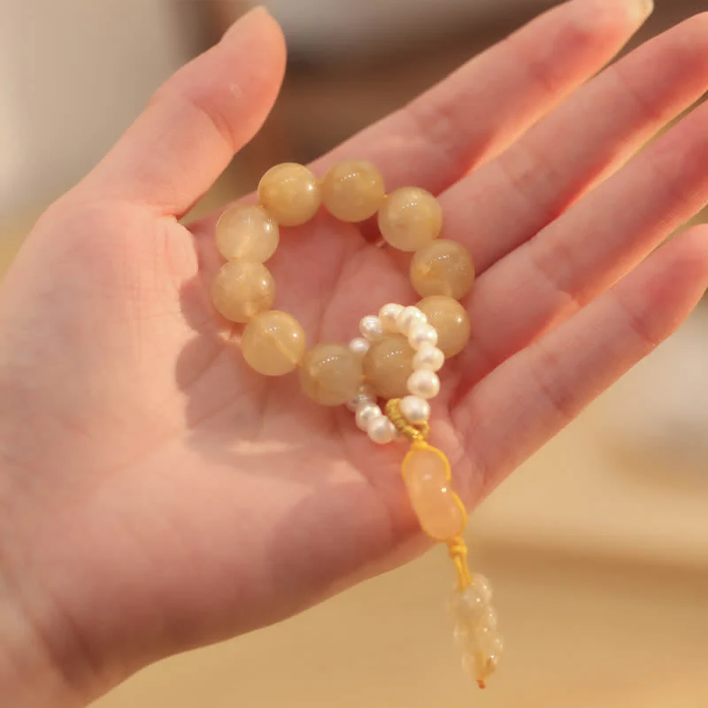 12mm Citrine Bracelet with Peace Buckle for Prosperity - Image 3