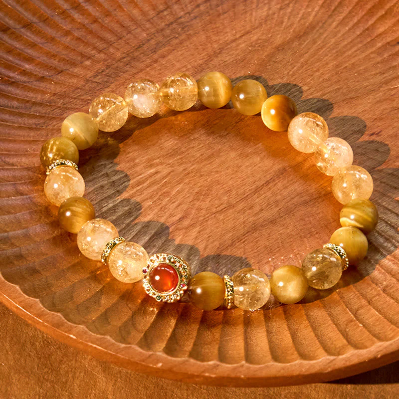 8mm Citrine Tiger Eye Red Agate Generosity Bracelet - Image 3
