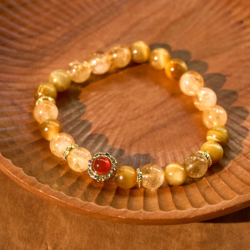 8mm Citrine Tiger Eye Red Agate Generosity Bracelet - Image 9