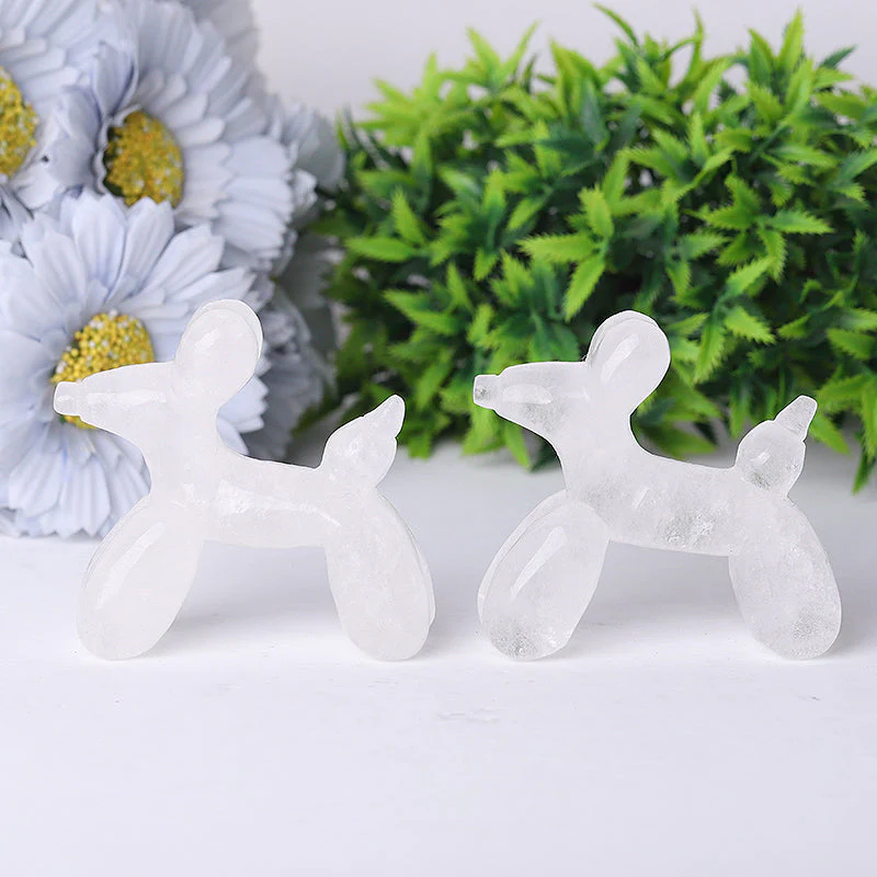 2.8 Inch Clear Quartz Balloon Dog Crystal Carving - Image 6