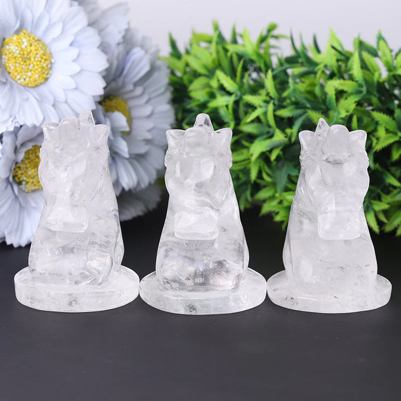 3-Inch Clear Quartz Unicorn Crystal Animal Carving - Image 7