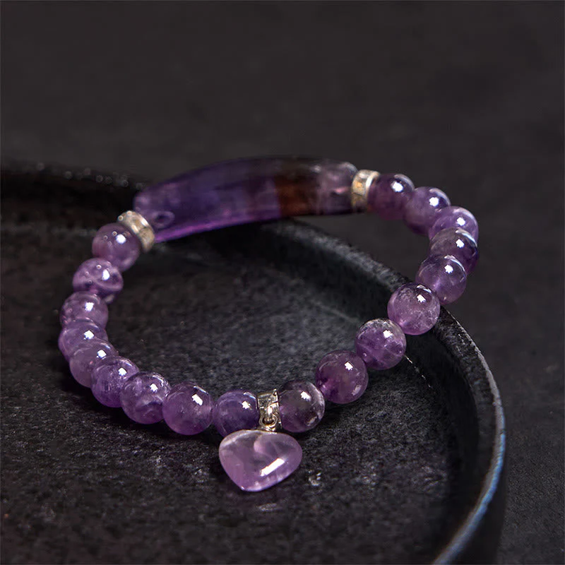 8mm Clear Quartz Love Heart Healing Bracelet for Balance