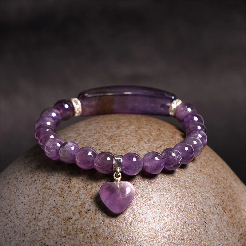 8mm Clear Quartz Love Heart Healing Bracelet for Balance - Image 2