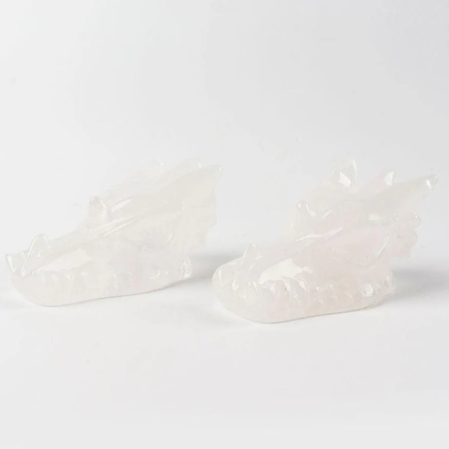 Clear Quartz Crystal Dragon Head Carving 2.5 in