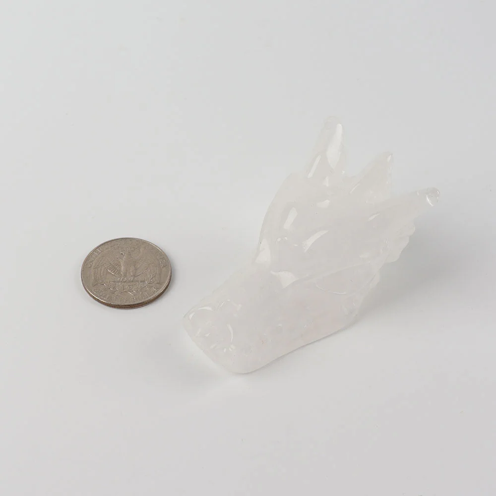 Clear Quartz Crystal Dragon Head Carving 2.5 in - Image 5