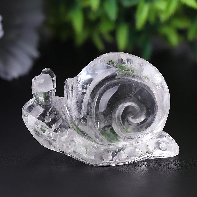 1.2-1.5 inch Clear Quartz Snail Crystal Animal Carving Figurine