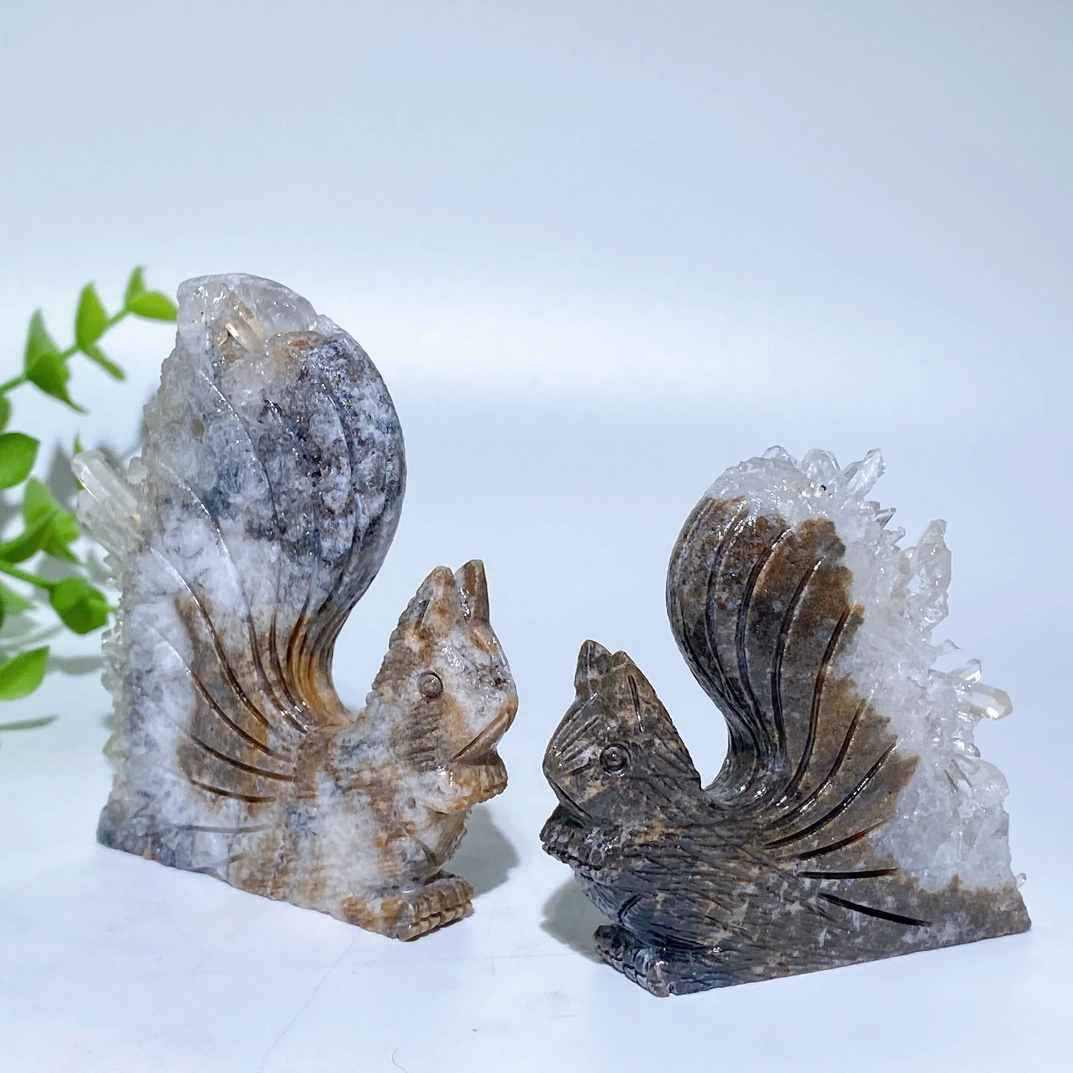 2.3-2.5 inch Clear Quartz Squirrel Crystal Carving - Image 2