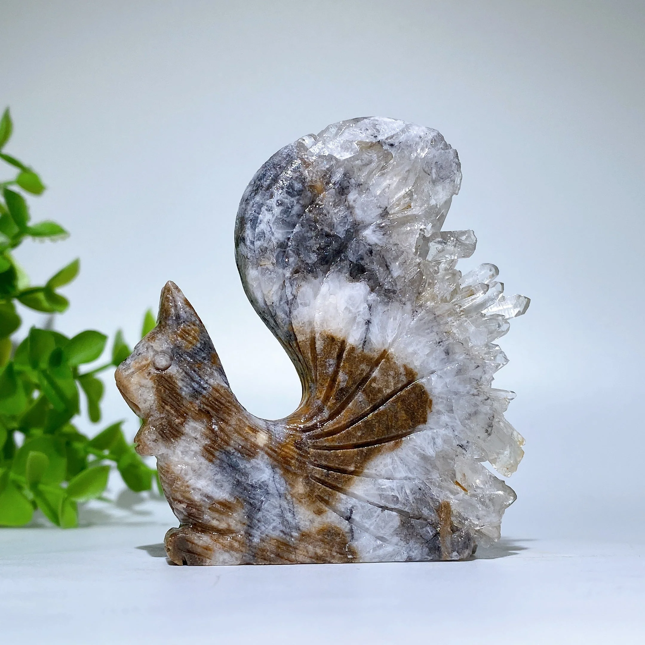 2.3-2.5 inch Clear Quartz Squirrel Crystal Carving - Image 3