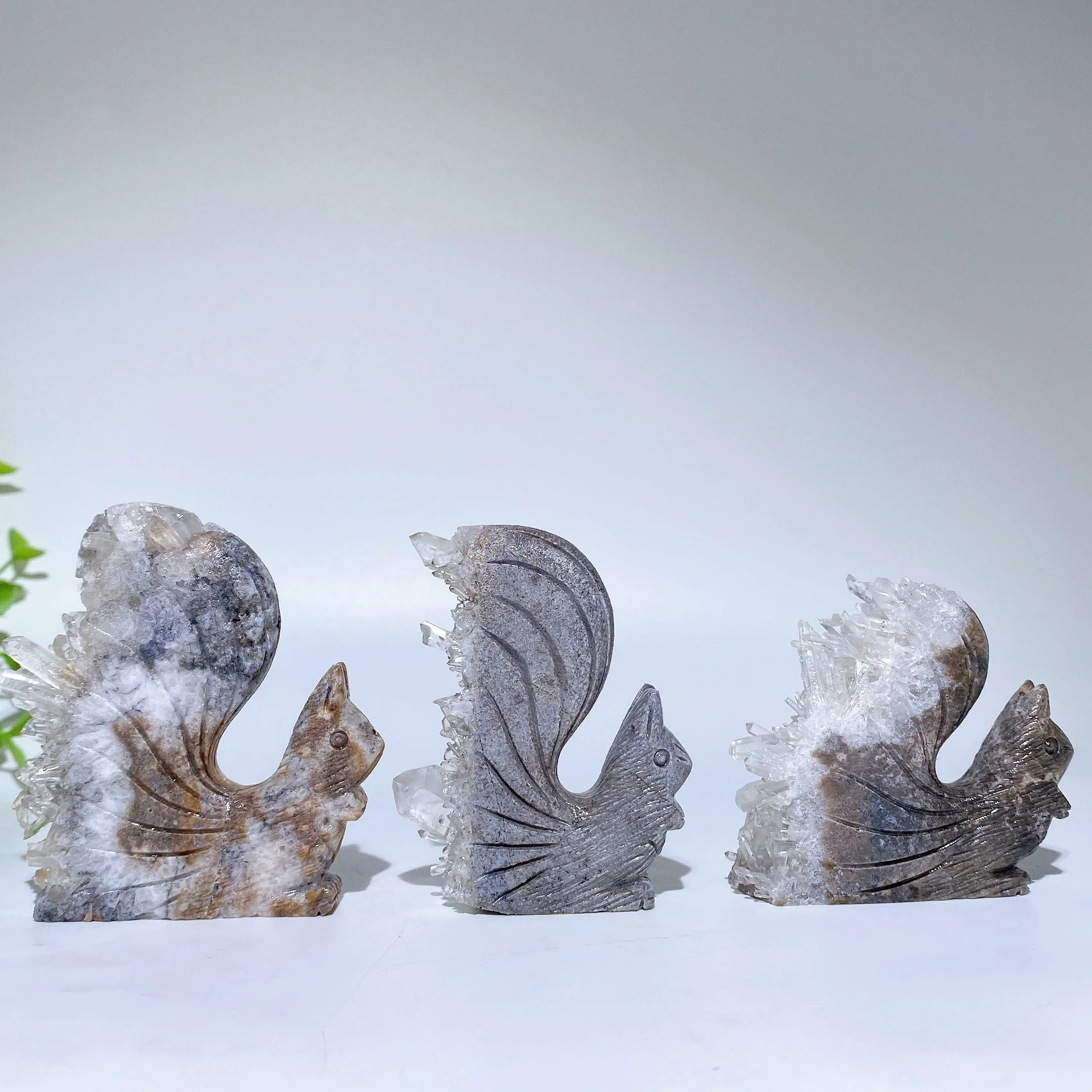 2.3-2.5 inch Clear Quartz Squirrel Crystal Carving - Image 5