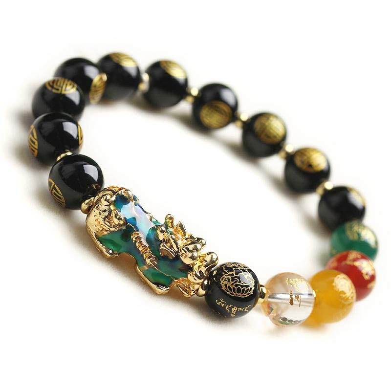 10mm Color-Changing Pixiu Obsidian Luck Bracelet for Feng Shui - Image 2