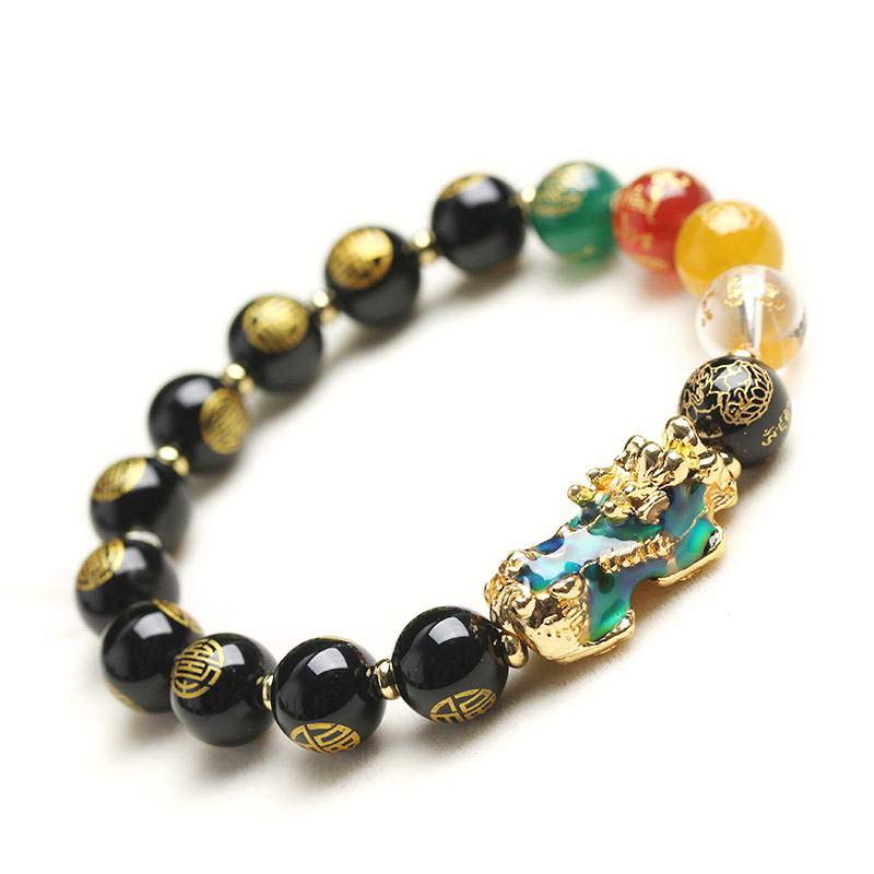 10mm Color-Changing Pixiu Obsidian Luck Bracelet for Feng Shui - Image 3