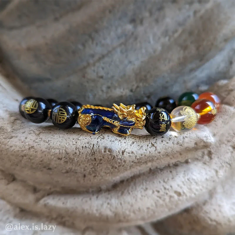10mm Color-Changing Pixiu Obsidian Luck Bracelet for Feng Shui - Image 4