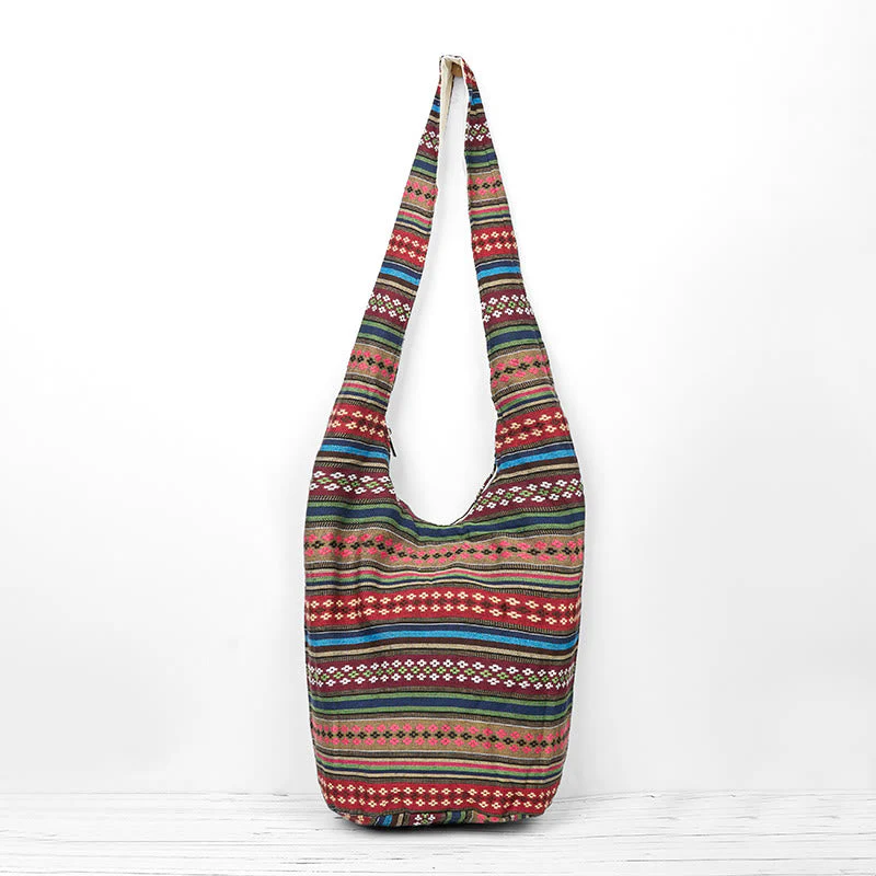 Colored Geometric Cotton Yoga Bag with Stripes Pattern - Image 12