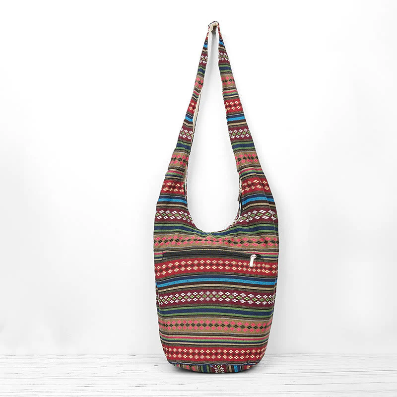 Colored Geometric Cotton Yoga Bag with Stripes Pattern - Image 13