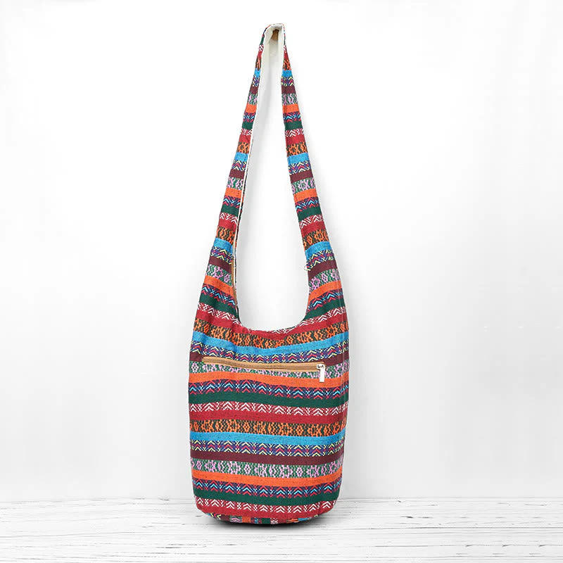 Colored Geometric Cotton Yoga Bag with Stripes Pattern - Image 3