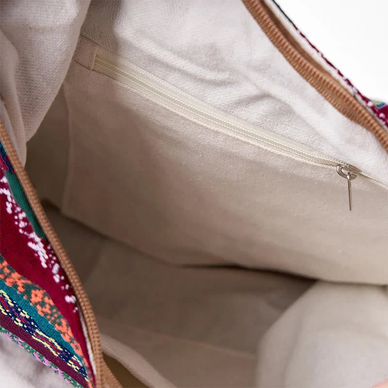 Colored Geometric Cotton Yoga Bag with Stripes Pattern - Image 7