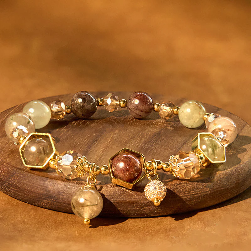8mm Colored Rutilated Quartz Amethyst Protection Bracelet - Image 2