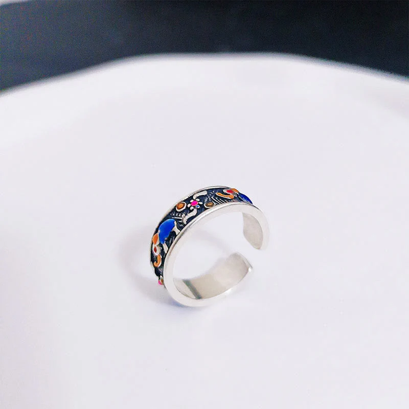 Colorful Elephant Strength Adjustable Ring in Copper Silver - Image 2