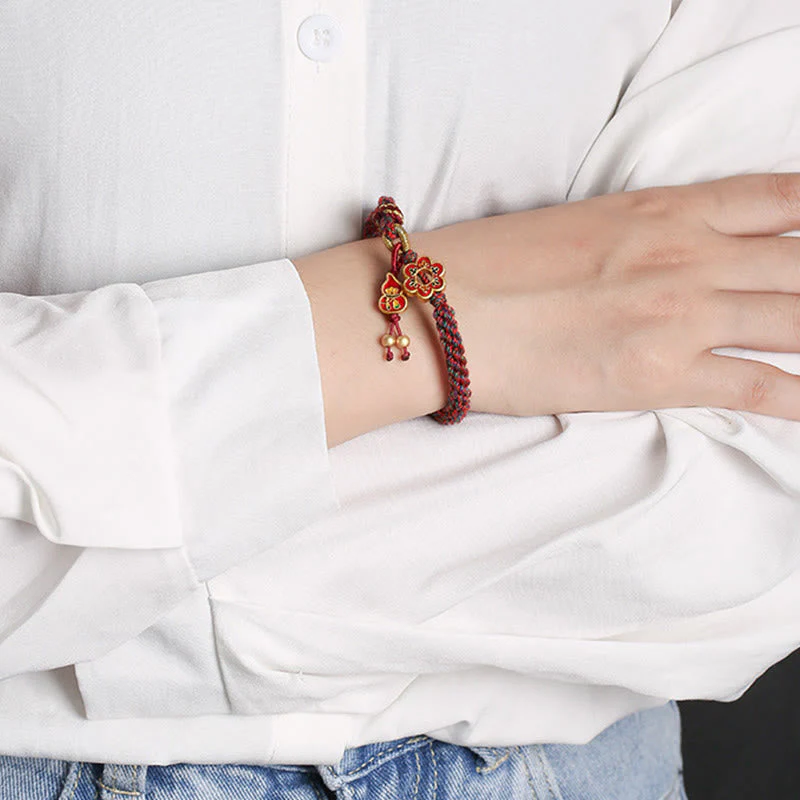Handmade Colorful Gourd Flower Red String Protection Bracelet - Image 7