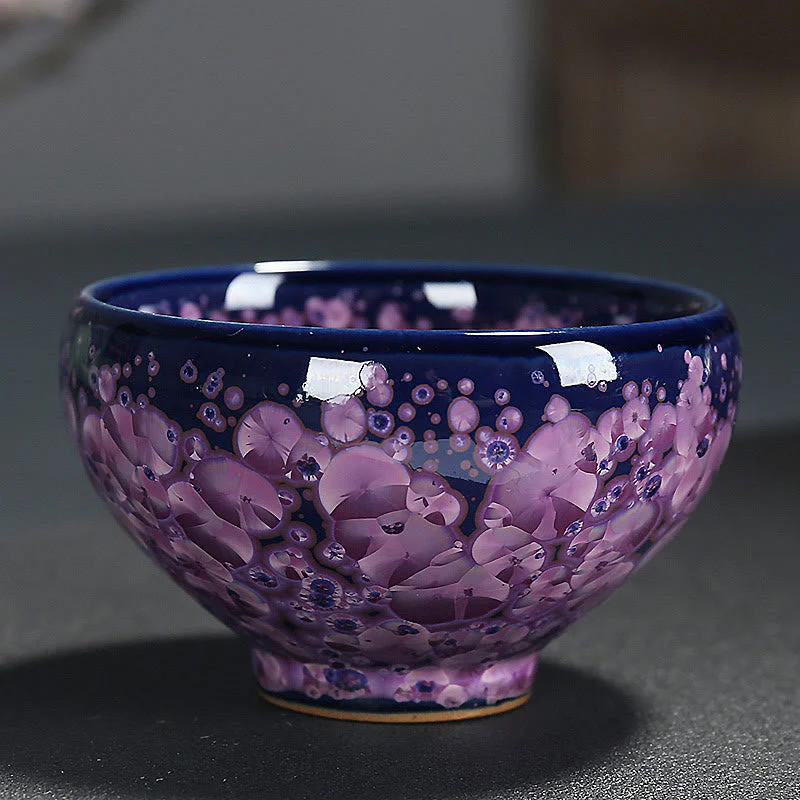 Colorful Iris Flowers Jian Zhan Teacup 110ml Ceramic - Image 2