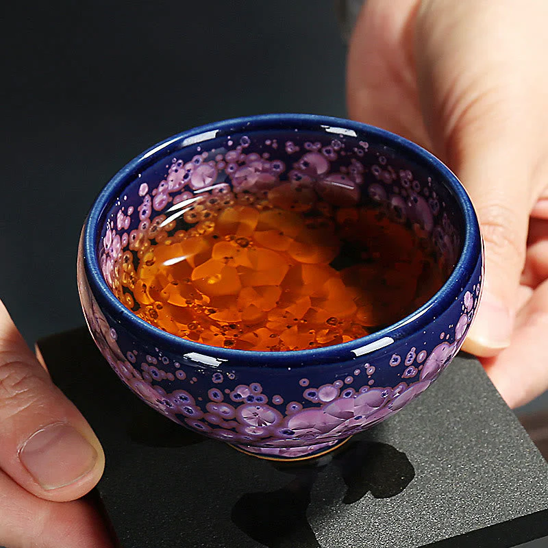 Colorful Iris Flowers Jian Zhan Teacup 110ml Ceramic - Image 3