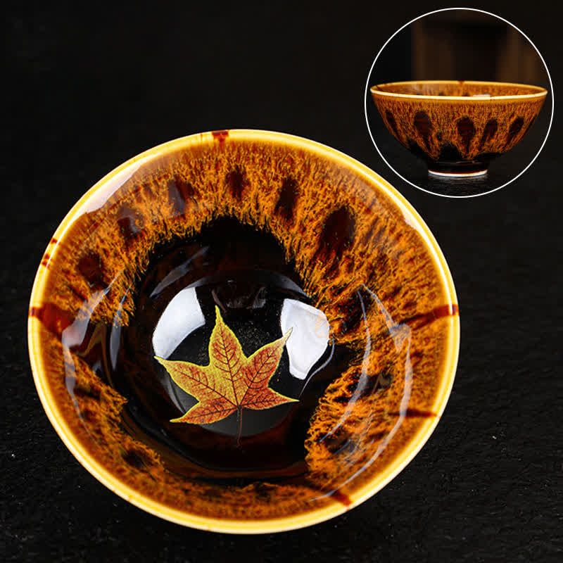 Colorful Maple Leaf Ceramic Teacup 110ml for Cozy Tea - Image 12