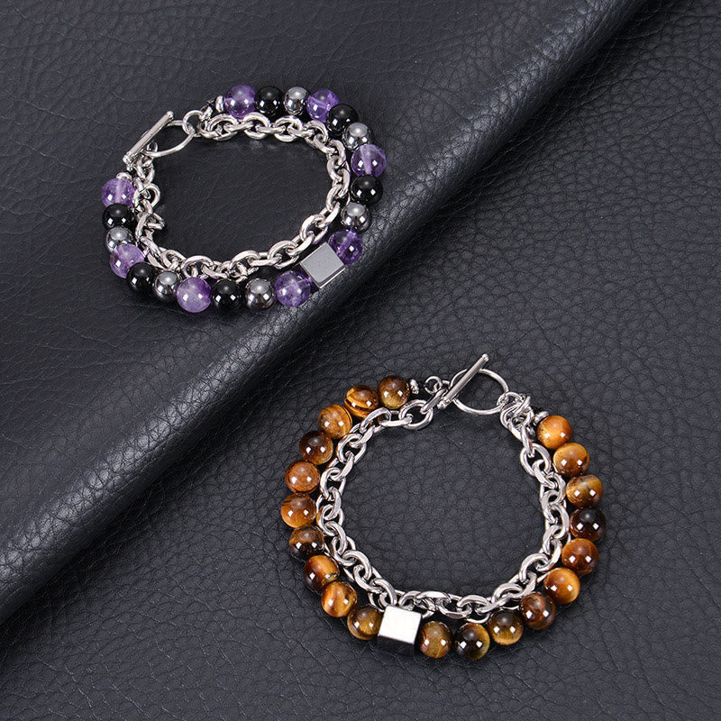 8mm Colorful Tiger Eye Double Wrap Protection Bracelet - Image 18
