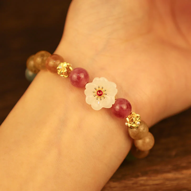 Colorful Tourmaline Jade Love Bracelet 14-16cm Wrist - Image 3