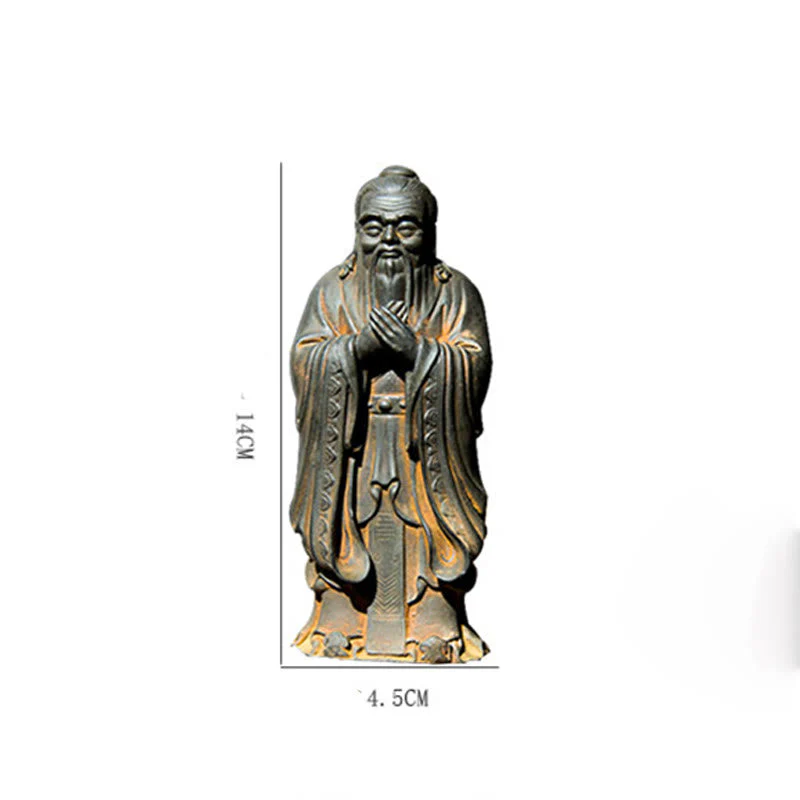 Handmade 14cm Confucius Spiritual Iron Powder Resin Statue - Image 12