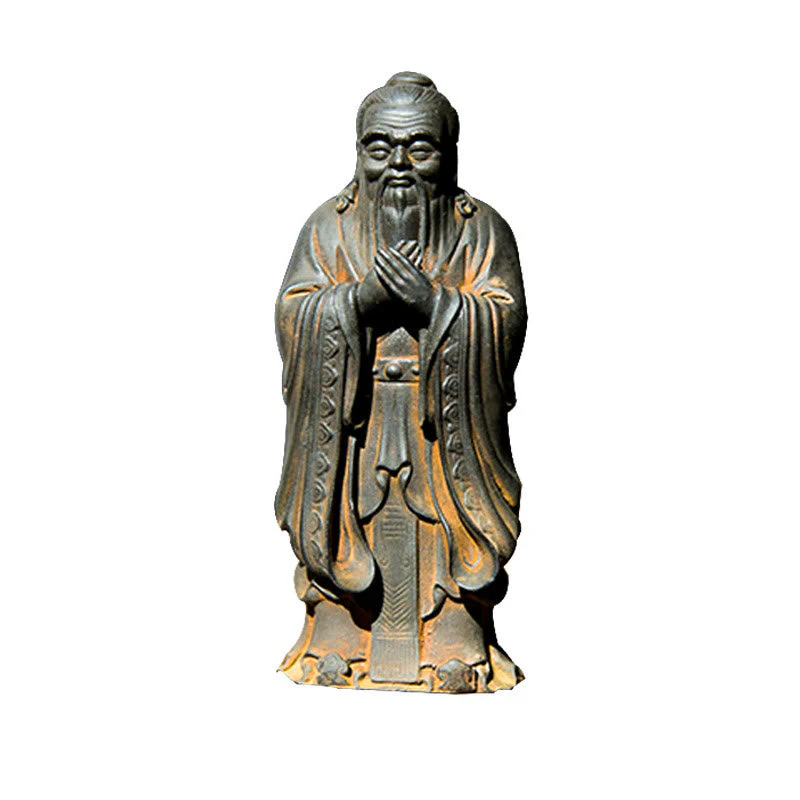 Handmade 14cm Confucius Spiritual Iron Powder Resin Statue - Image 13