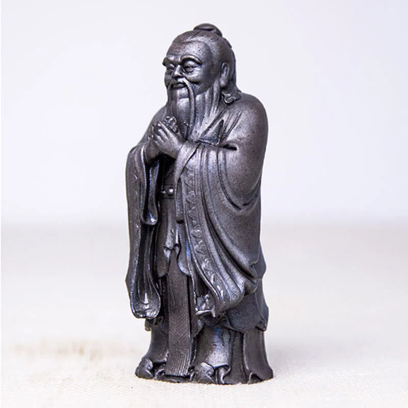 Handmade 14cm Confucius Spiritual Iron Powder Resin Statue - Image 17