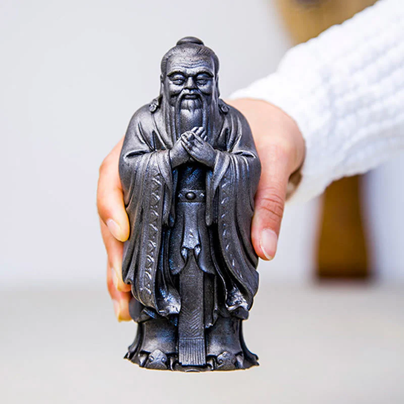 Handmade 14cm Confucius Spiritual Iron Powder Resin Statue - Image 19