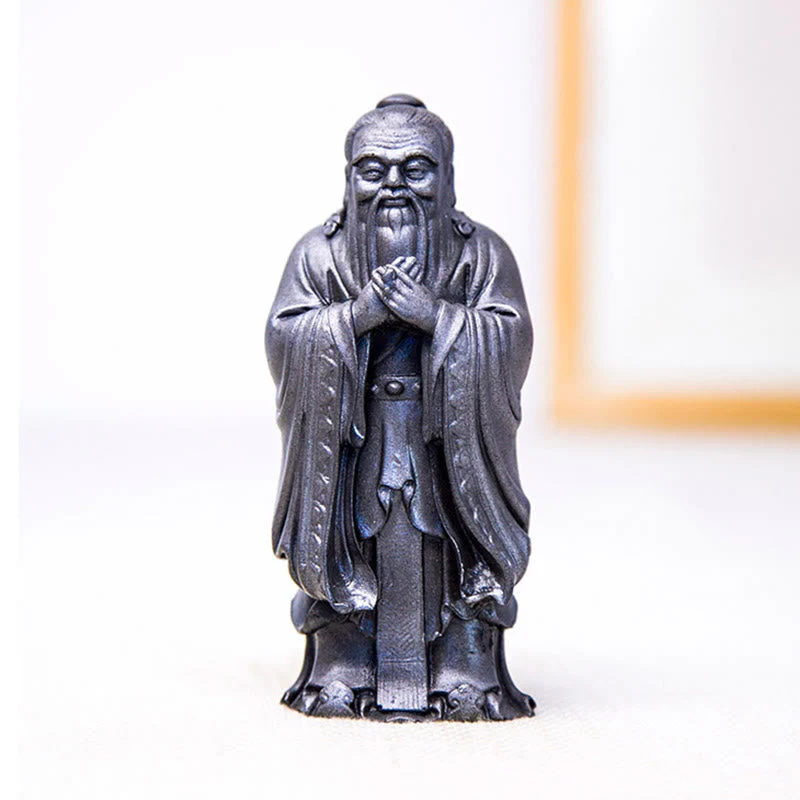 Handmade 14cm Confucius Spiritual Iron Powder Resin Statue - Image 20