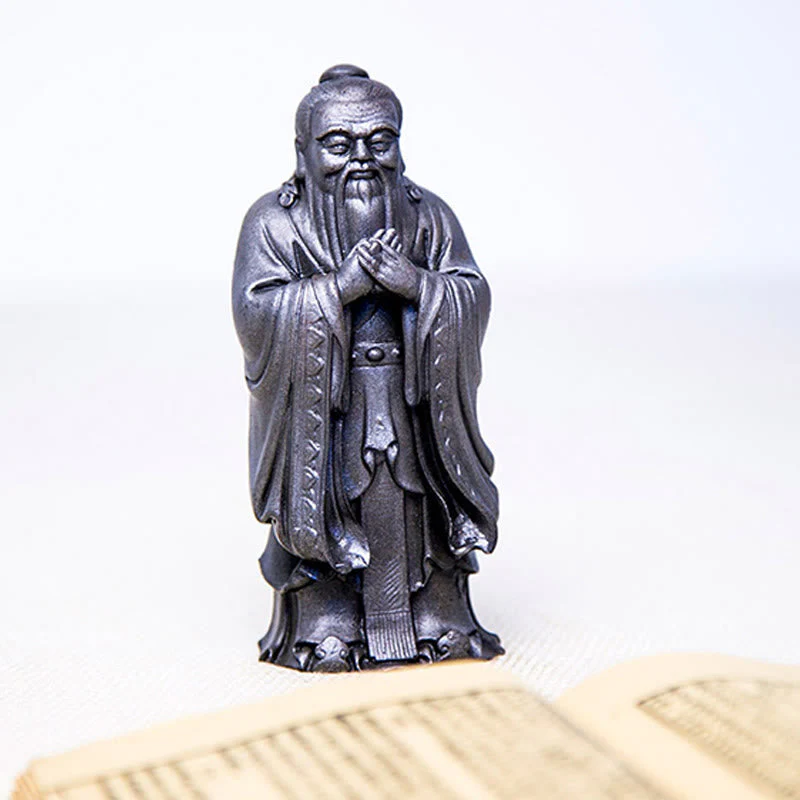 Handmade 14cm Confucius Spiritual Iron Powder Resin Statue - Image 21